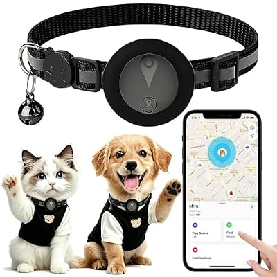 Pet GPS Tracker Collar for Cats,Mini GPS Dog Tracker,No Monthly Fee Location,Smart Pet Activity Tracker,Works with Apple iOS Find My,IP67 Waterproof Finder Tag Global Tracking