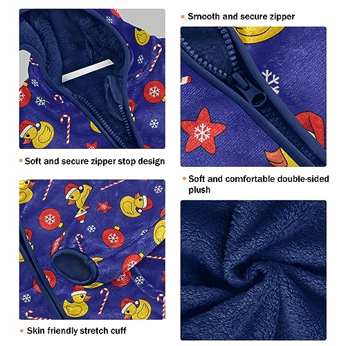 Christmas Rubber Duck Boys Fleece Hoody Jacket Zip Up Coat Warm Fall Winter Plush Jacket Long Sleeve Outerwear3