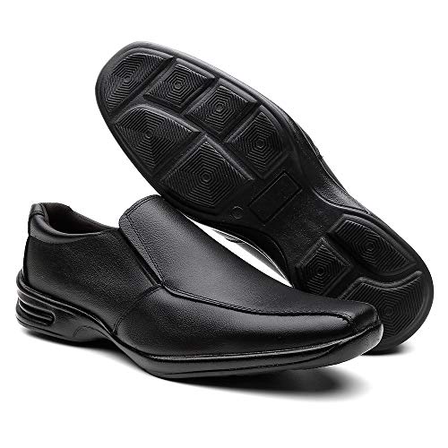 Kit 2 Pares Sapato Social Masculino Conforto Em Couro Legitimo Cor:Preto;Tamanho:42