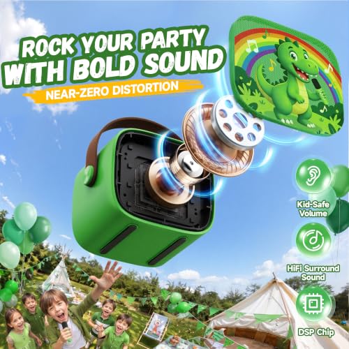 Image of YLL Karaoke Machine for Kids, Portable Mini Speaker with 2 Wireless Microphones, Kids Toy Gifts for Boys Ages 3, 4, 5, 6, 7, 8, 9, 10+ Years Old, 4-12th Birthday Singing Home Family Party