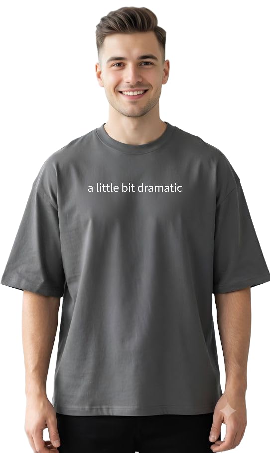 Men's Oversized Round Neck Printed Cotton Blend E-Grey T-Shirt-image-24