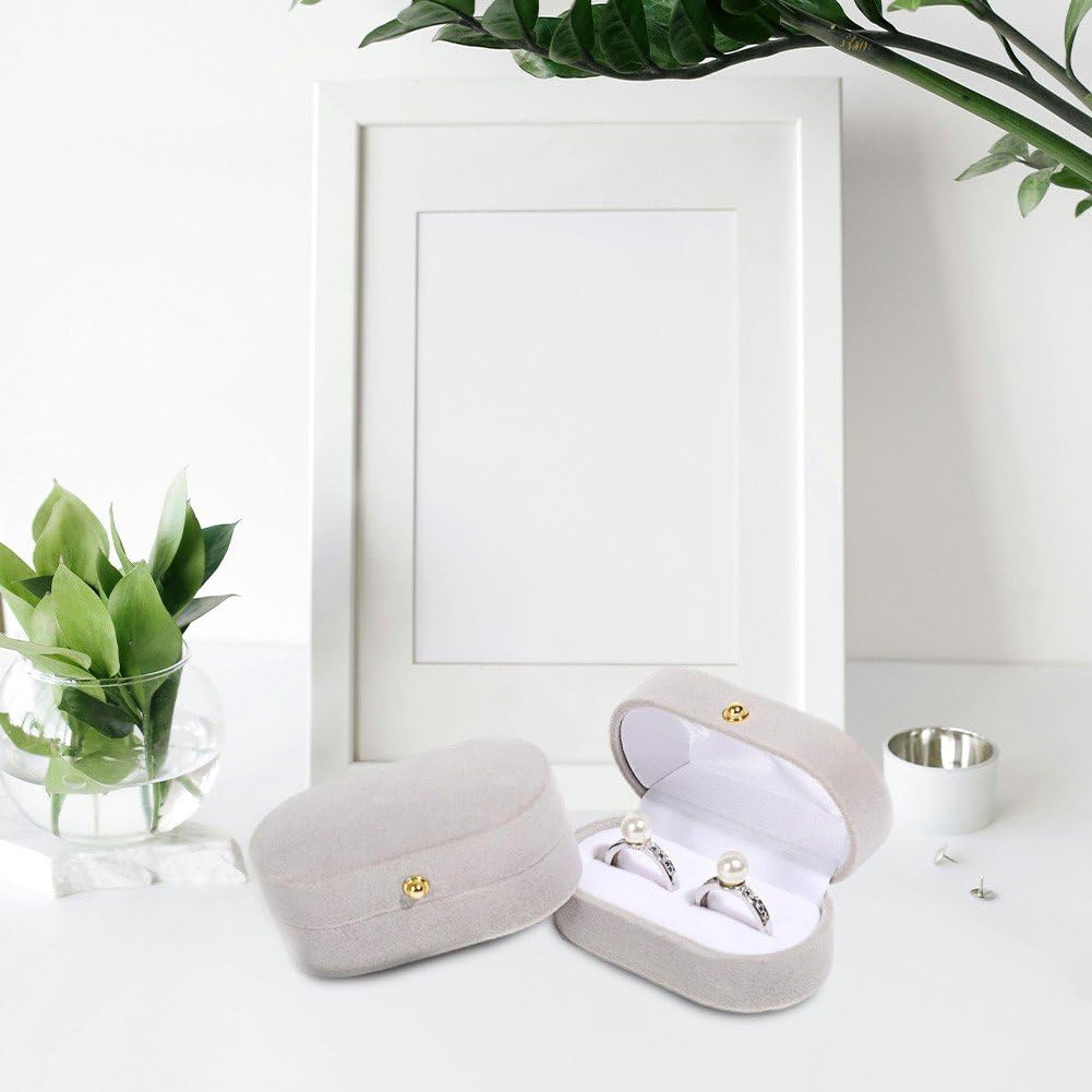 BLUTETE Velvet 3 Slots Jewelry Ring Box Engagement Wedding