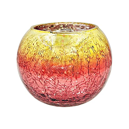 Misnode 2 Pack Votive Glass Candle Holders, Gradient Colorful Tea Light Holder Mosaic Glass Tealight Candle Bowl, Scented Candle Stand For Wedding Centerpieces Party Home Table Decor (Orange) #TOP4