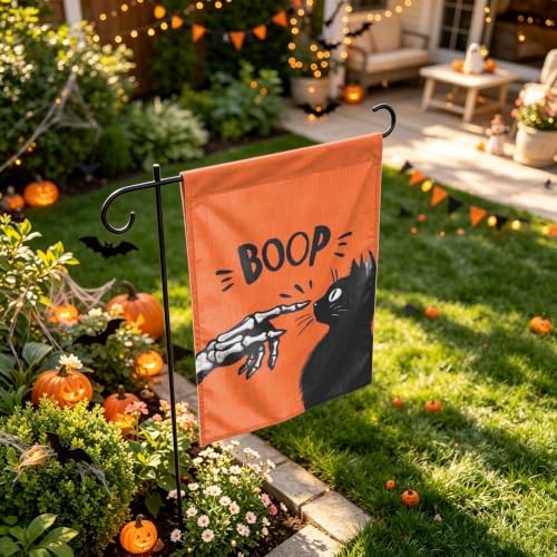 Halloween Garden Flag 12×18 Inch Black Cat Double Sided Linen Yard Flag - image 4