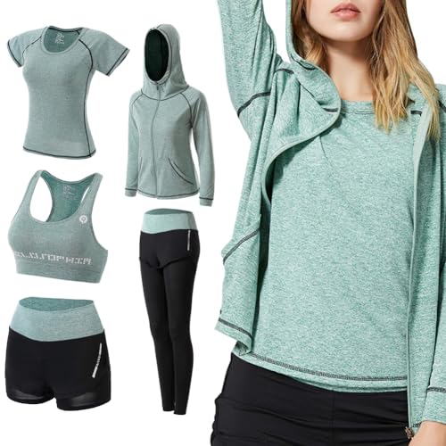 ODWTMRK Jogginganzug Damen Sport Set Sportbekleidung 5er-Set Trainingsanzug...