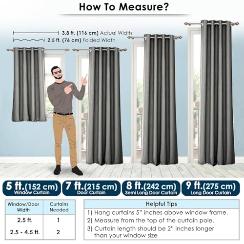 Image of SKIVE India Room Darkening Thermal Insulated Polyester Blackout Curtain | Set of 2 (Size-6 FEET, Grey)