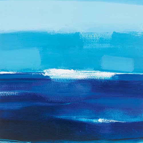 Toile encadrée prête à accrocher 93x93 cm Jack Roth paysage abstrait bleu océan apaisant
