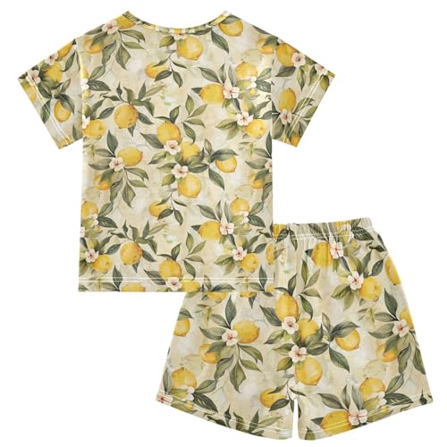 ALAZA Vintage Lemon Pajama Set Short Sleeve Sleepwear Soft Lounge Nightwear2