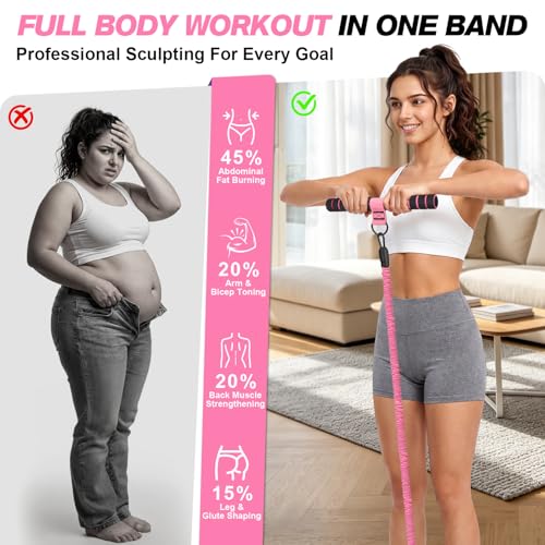 Image of WOQQW Multifunction Pedal Resistance Band with Handle, Upgraded 3 Tube Adjustable Foot Resistance Bands for Core, Arm, Legs, Body Puller Trainer - Sit Up Exercise Equipment for Women Men