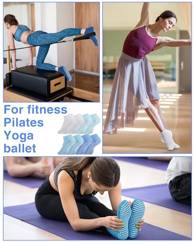 Image of Chuarry 60 Pairs Cotton Yoga Socks Non Slip Skid Sticky Socks for Women Elderly Hospital Pilates Ballet Barre