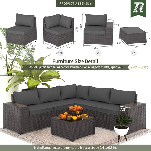 Image of 9 PCS Outdoor Patio Furniture Set,Outdoor Sectional Furniture All Weather PE Rattan Wicker Patio Conversation Set,Swivel Rocking Chairs Set,Grey