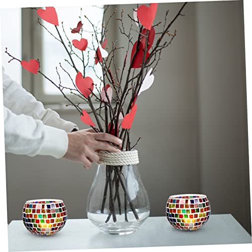 DECHOUS Suporte de vela de mosaico, 3 peças, mesa de centro, vidro para decoração de mesa de casamen