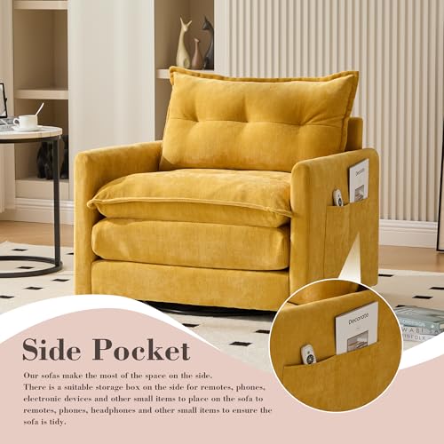 Sillón Plegable Chenille Mostaza miniatura 5