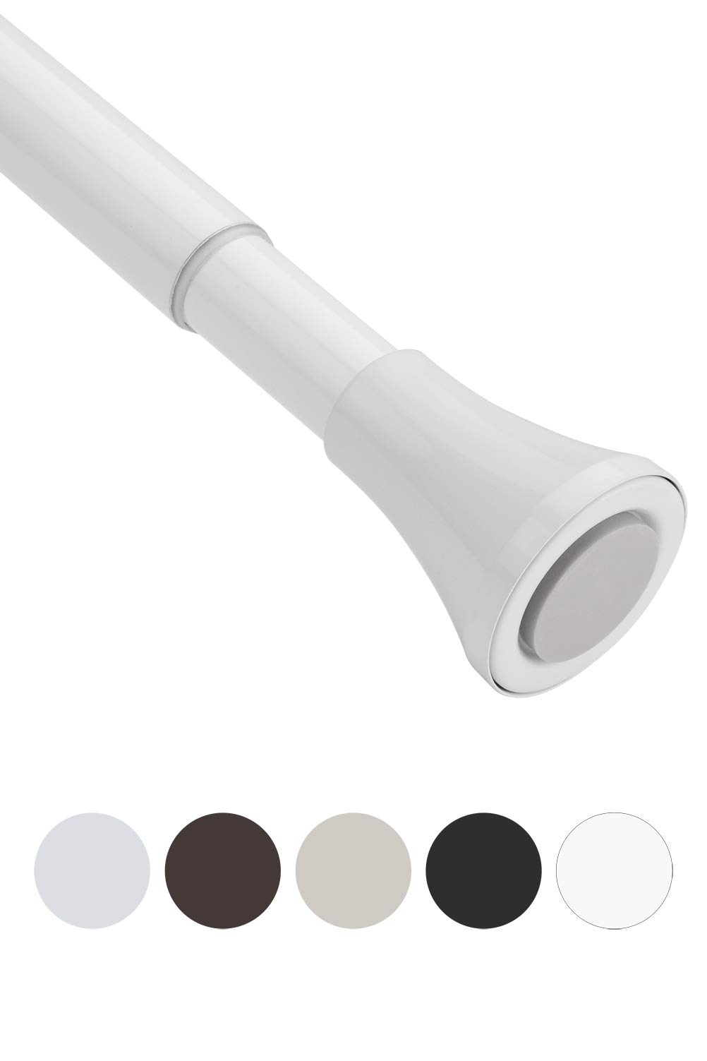 AmazerBath Shower Curtain Rod, 78-110 Inches Extra Long Rust-Resistant Curtain Rod Adjustable Spring Tension Shower Rod for Bathroom, White