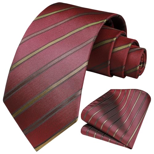 Image of HISDERN Mens Ties Solid Color Tie and Pocket Square Set Classic Woven Formal Neckties & Handkerchief Wedding Party