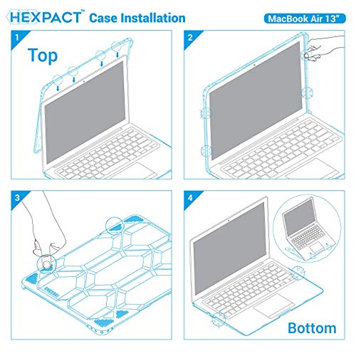 IBENZER Hexpact MacBook Air 13 Inch Case A1466 A1369, Heavy Duty Protective Hard Shell Case Cover for Apple Mac Air 13 Old Version 2017 2016 2015 2014 2013 2012 2011 2010, Black, HA13CYBK