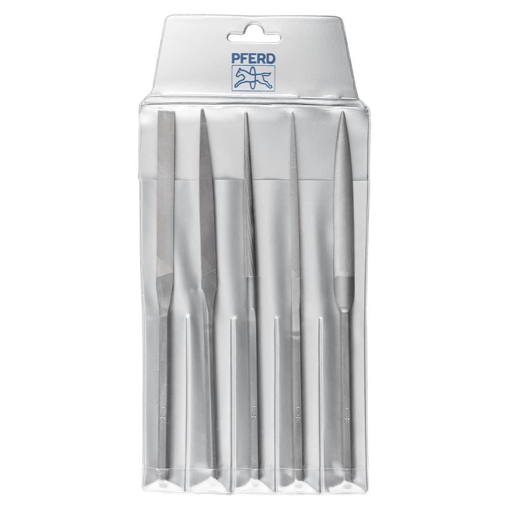 Pferd Juego de Limas Handy 2627 215millimeters C1 con 5 Limas para Metales y Plásticos, Longitud 215 millimeters, Corte Suizo 1, en Estuche Protector de Plástico
