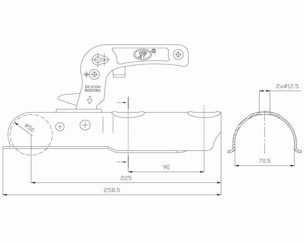 SPP Zugkugelkupplung 70mm rund ZSK-750E