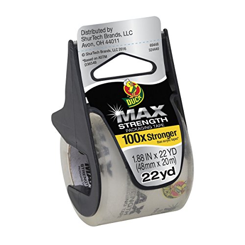 Duck Max Strength Packing Tape With Dispenser, Clear, 6 Pk, 1.88" X 22 Yd., 284983 #TOP1