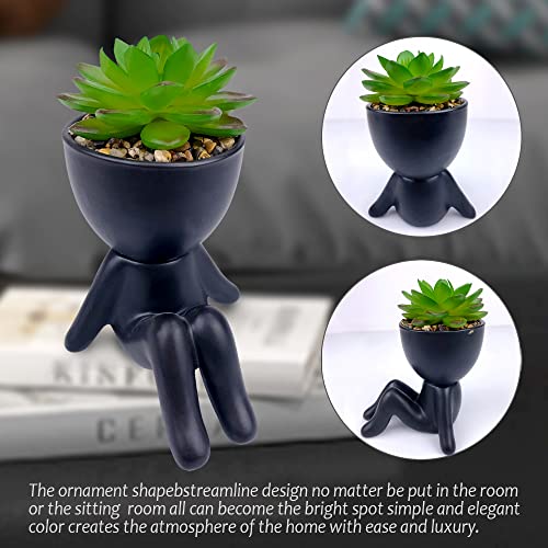 ODIWEN 2 PCS Mini Fake Succulents Mini Artificial Succulent Desk Plant in Pots - Image 3
