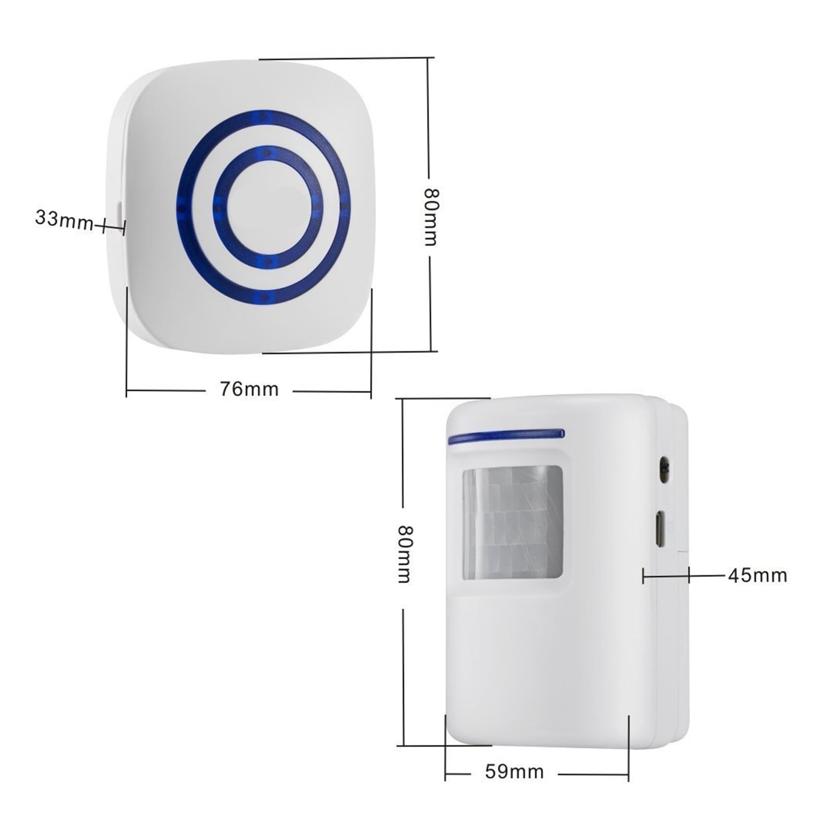 Alarme de capteur de mouvement, alerte d'allée sans fil, système de sécurité domestique, sonnette intelligente à Induction du corps humain, capteur et carillon récepteur(2 sensor 1 receiver,U/S)