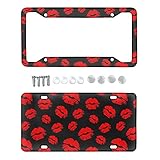 TOADDMOS Red Kiss Lips Design Aluminum Metal License Plate Cover Licenses Plate Frame with...