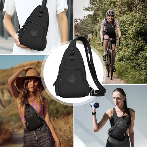Indrnif Crossbody Schultertasche,Sling Tasche, Oxford Stoff Schlinger Brusttasche,Crossbody Tasche für Frauen,Stilvoller Umhängetasche mit Mehreren Taschen zum Reisen, im Freien, Einkaufen