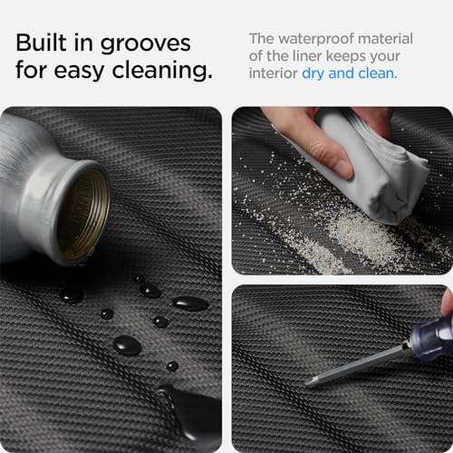 Spigen Tesla Model Y (~2024) Vordere Kofferraummatte, Stoßfestes XPE-Material zum Schutz der Innenfächer, wasserdichte Oberfläche Kofferraumwanne für Tesla Model Y Zubehör - Carbon Edition