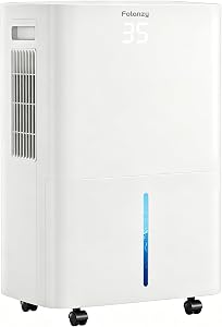 40 Pint Smart Dehumidifier for Basements Home (Covers 3500 Sq.Ft) | Continuous Drain Hose, Water Tank,Auto Defrost, 24H Timer & Quiet Operation for Garage,Bedroom