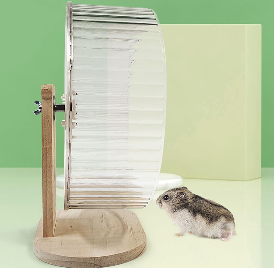 Rueda de Hámster,Rueda para Correr de Hámster,Hámster Silenciosa Rueda de Ejercicio,Accesorio para Jaula de Ruedas Juguete,Hámster Juguete,con Soporte de Madera,para Hámster,Ratones,Chinchillas