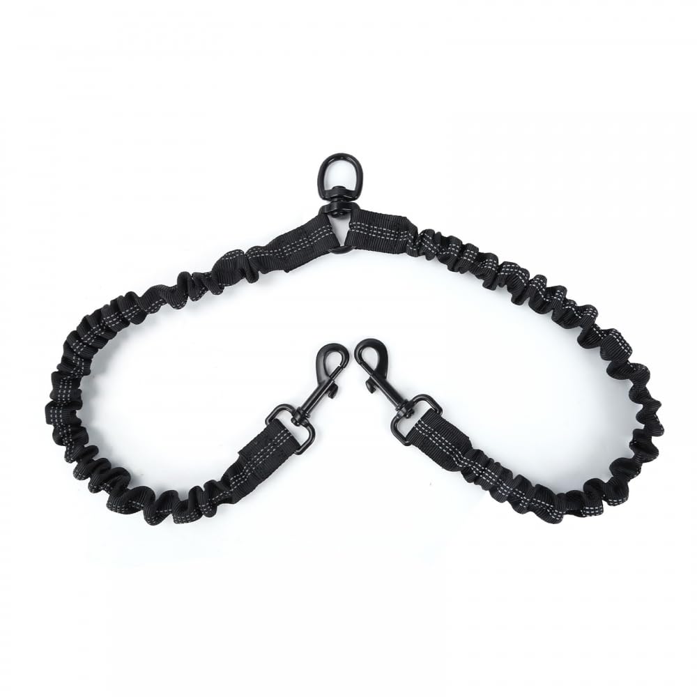 DONGKER Guinzaglio Doppio Cani,Accoppiatore Guinzagli Elastico Riflettente per Cane Girevole a 360 ° per 2 Cani Correre Camminare Fare Jogging