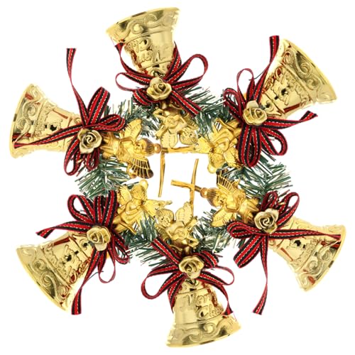 KONTONTY Xmas Bell Pendants 6 Pack Red Silver Bells Decorative Ornaments for Christmas Tree