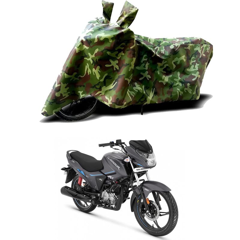 Image of 100% Water Resistant Bike Scooty Two Wheeler Body Cover Compatible for Hero Glamour Xtec BS6 /UV-Rays /Heat Protection /Birds Dropping /Scratchproof /Dust Proof /Waterproof /All Varient[Green MJ]