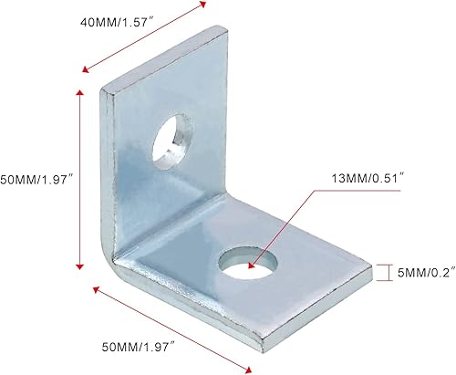 Miniatura 2 de 10 piezas de 2 agujeros en forma de L de 90 grados de ángulo de soporte para canal de puntal más alto de 1-58 pulgadas de ancho, perno de 12