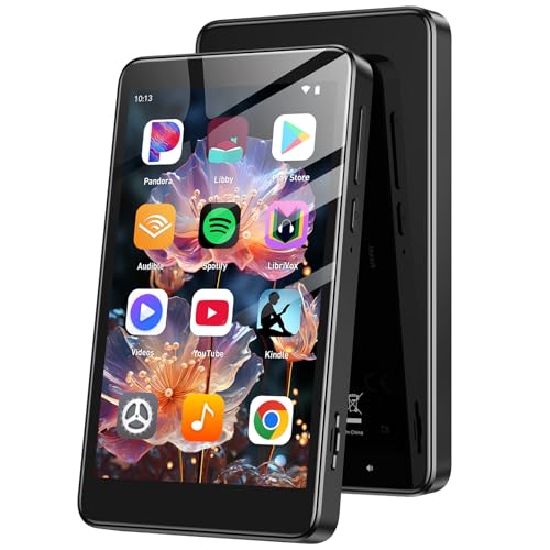 AGPTEK 96GB MP3 Player with Bluetooth and WiFi, T08X 4'' Android 14 MP4 Music Player with Spotify, Audible, APP Store, Up to 1TB, Black