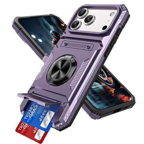 Coque iPhone 17 Pro violette avec anneau magnétique et protège-caméra QIWEIQING