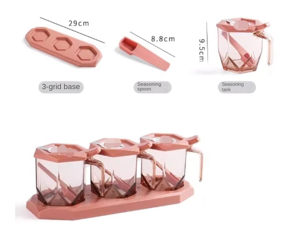 Gewürze Aufbewahrung Gewürzglas-Set, Salz- Und Pfefferstreuer, Gewürzglas, Salzstreuer Mit Löffel, Transparent Für Die Küche Gewurzglaeser Gewürzglas(Pink,3Pieces)