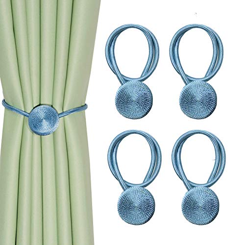 BEL AVENIR Alzapaños magnéticos hechos a mano de cuerda para cortinas decorativos para cortinas (azul, 4P)