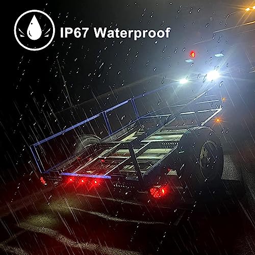 Image of 2Pcs Square Led Trailer Tail Lights Red Smoke Lens 12V Submersible | Square Led Stop Tail Turn Brake Combination License Lights for Utility Trailer Camper Truck RV Marine Snowmobile Left /Right