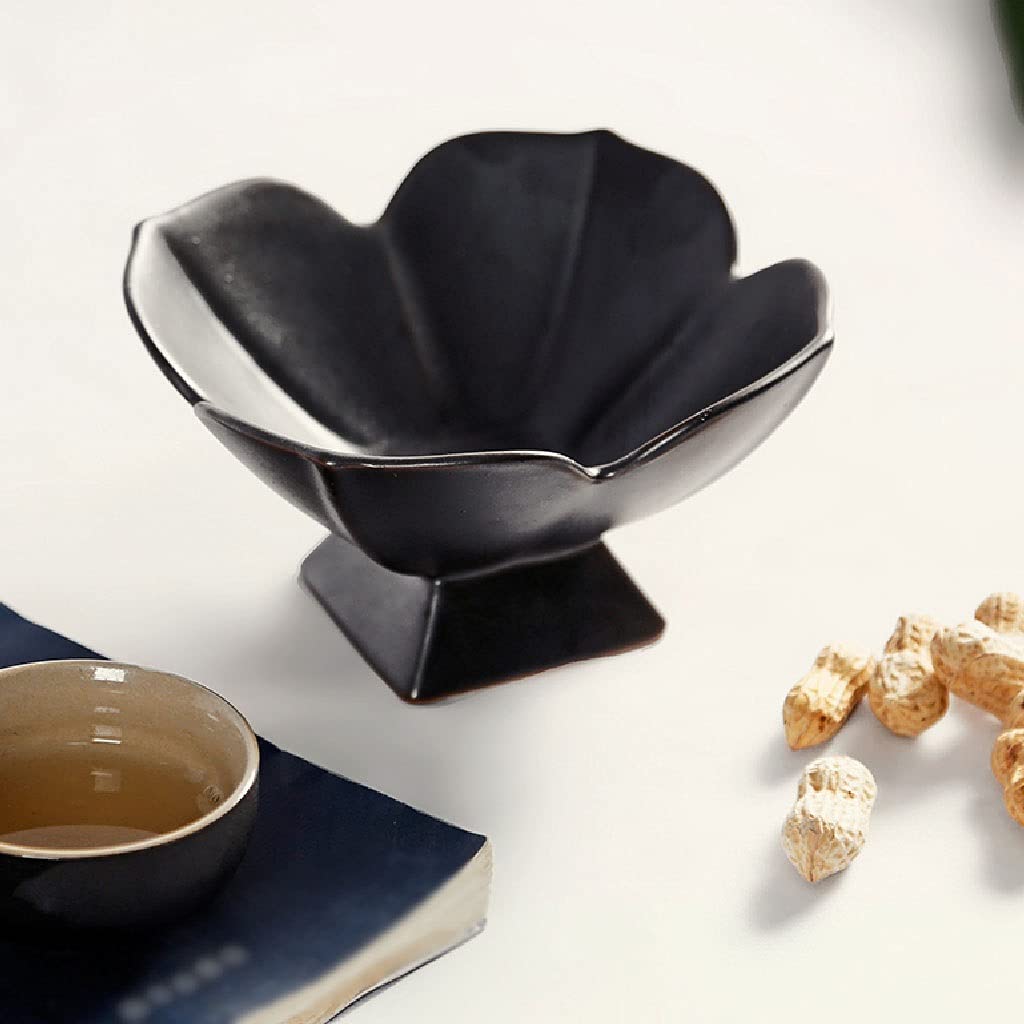 Keramikteller, hohe Füße, Erfrischungstablett, Blumenform, Obstschale, Dessert, Snacks, Teller, Speisen, Tortenständer, dekorative Schale (grün)