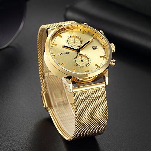 Cadisen cronografo oro lusso classico impermeabile...