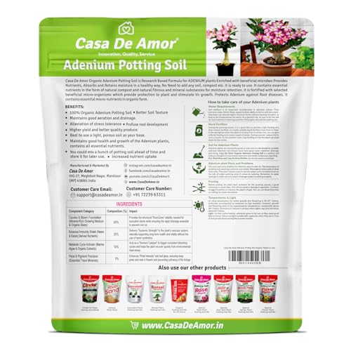 Image of Casa De Amor Organic Adenium & Desert Rose Potting Soil - Ready-to-Use, Microbe-Enriched Formula for Superior Drainage, Moisture Retention & Healthy Growth (2 KG)
