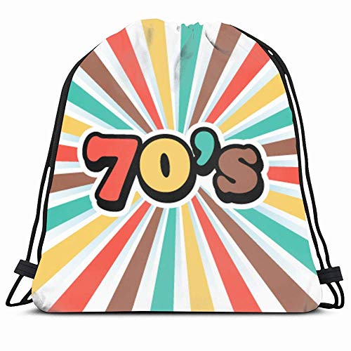 Drawstring Backpack String Bag 14x16 Colorful Sing 1970 70 DJ Vintage Pop Sound Pink Top Retro Disco Years Sun Music Party Old Ranking Graphic Sport Gym Sackpack Hiking Yoga Travel Beach
