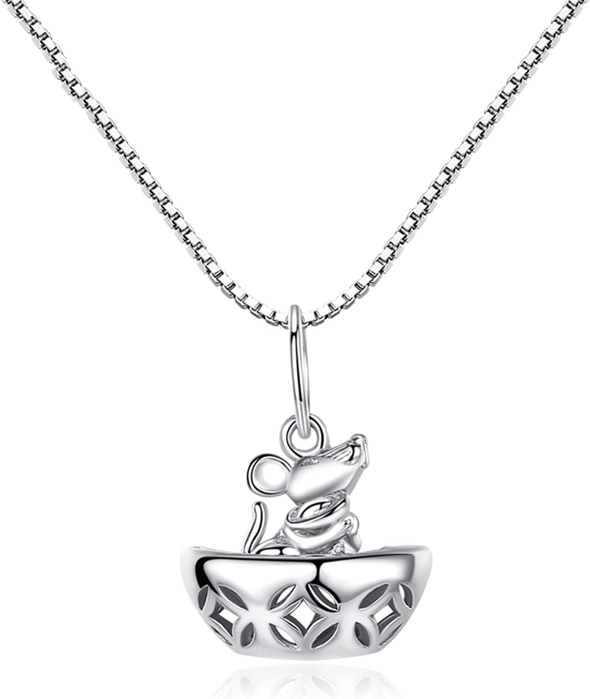 zxb-shopzxb-shop Necklace Lucky Mouse Necklace Female Sterling Silver Clavicle Chain Pendant Girl Shaw Mouse Jewelry Necklace for Women