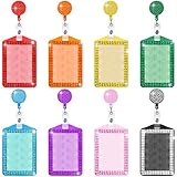 Spakon 8 Pieces Rhinestone Badge Holder Bling ID Card Crystal Cute Badge Holder Retractable Reel Clip Vertical ID Card for Office Business Home Nurses, 8 Colors(Vertical)