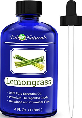 Lemongrass Essential Oil 4 Oz by Fab Naturals. 100% Pure Therapeutic Grade, Best