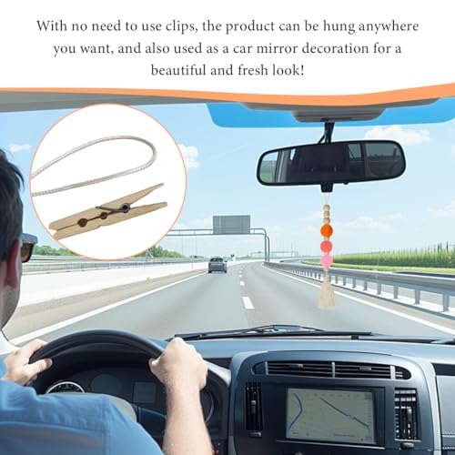 Image of 6 PCS Felt Ball Car Diffuser, Hanging Tassel Diffuser Car Air Freshener Bead Aromatherapy Diffuser, Car Vent Clip Essential Oil Diffuser, Car Interior Decorative Charm (Bright)