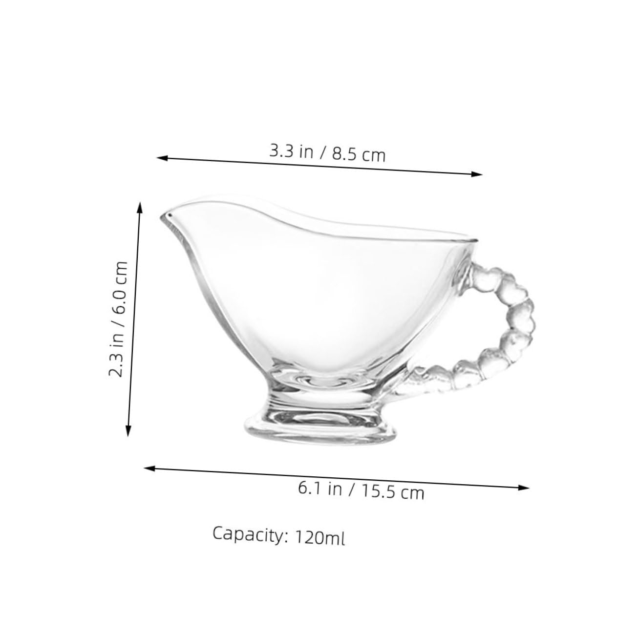 MUCKLILY Gravy Boat with Handle Clear Glass Sauce Jug Condiment Bowl for Sauces Dressings Milk for Home Cafe Catering and Special Occasions
