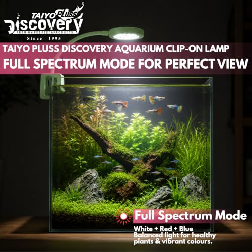 Image of Taiyo Pluss Discovery Aquarium LED Clip-On Light - 6W + Free Flakes Fish Food (10 g) | Full Spectrum Lighting | for Betta Bowls, Planted & Nano Aquariums | Suitable for 10-20 L Tanks up to 1.5 Feet