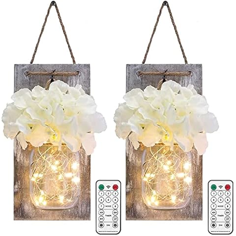 Glighone Apliques Tarro de Masón LED Lámpara de Decoración con Control Remoto Rústico Cover